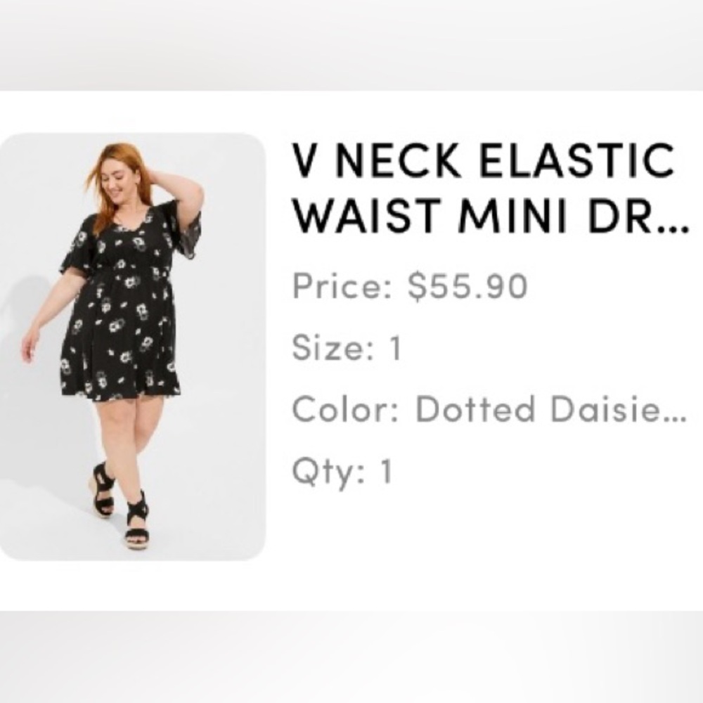 Torrid Black and White Floral Mini Dress